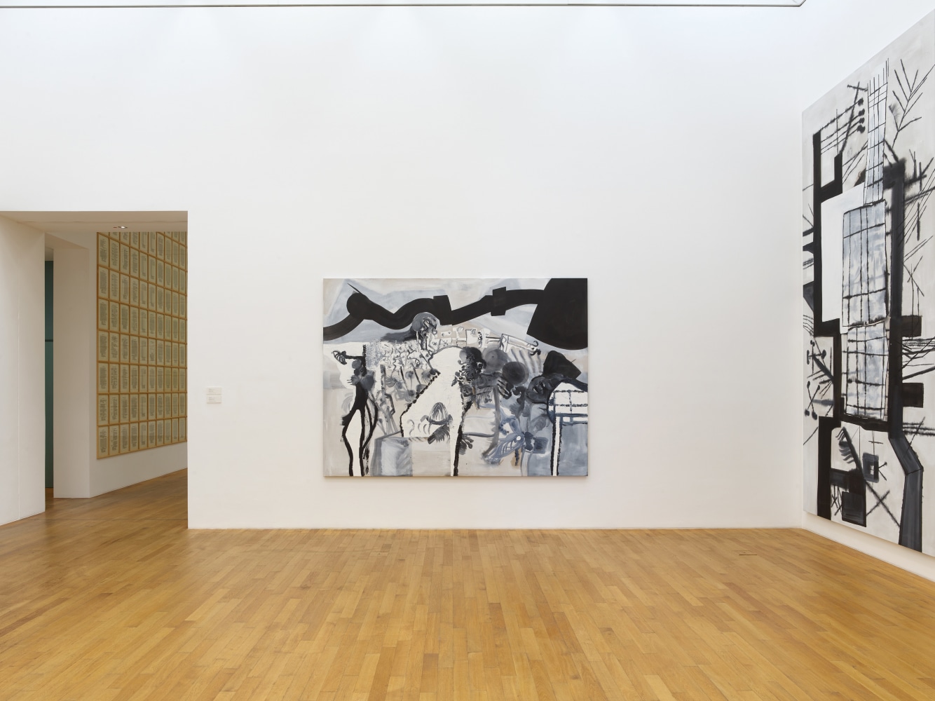 Installation view of paintings by Tobias Pils