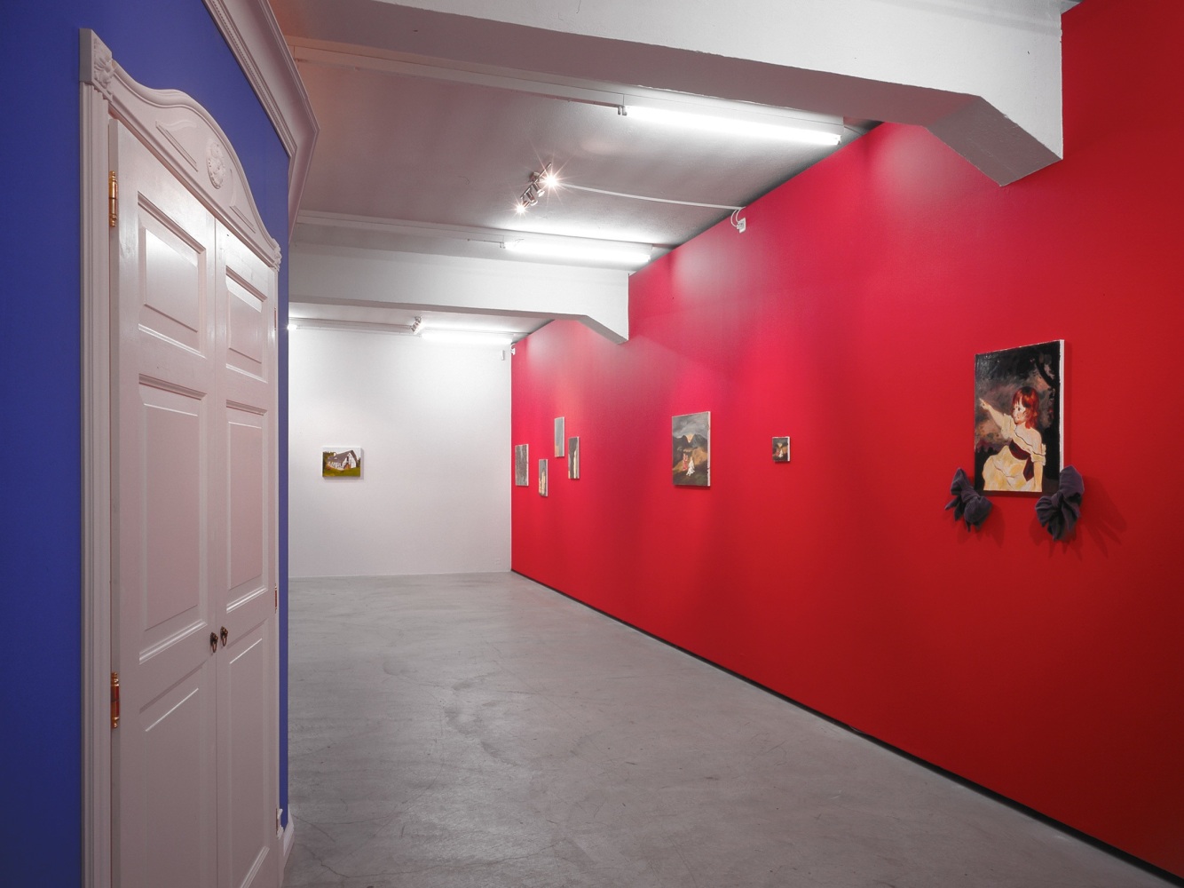 Installation view of Karen Kilimnik paintings and installation exhibition