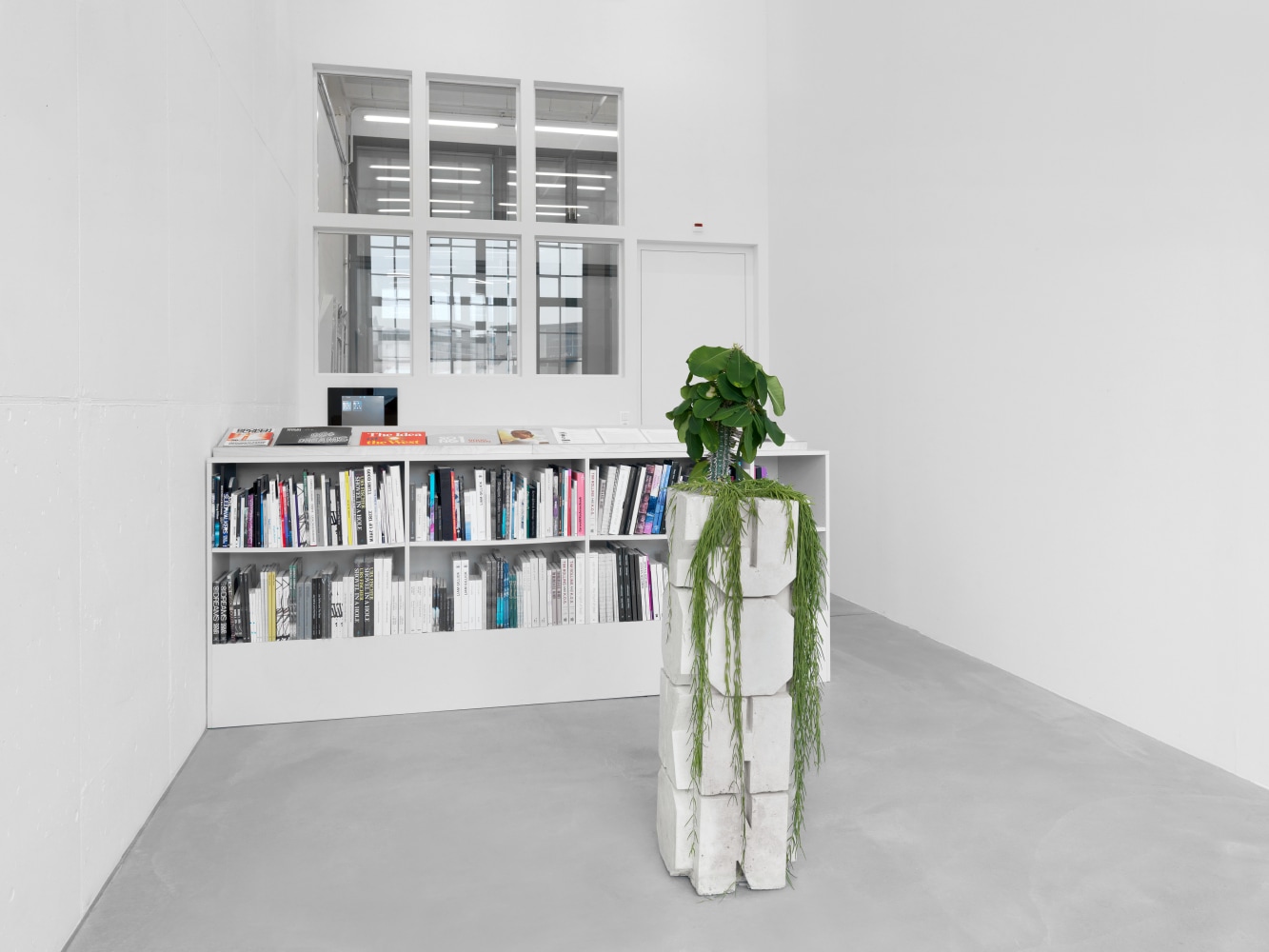 Installation view of Doug Aitken video and sculpture exhibition