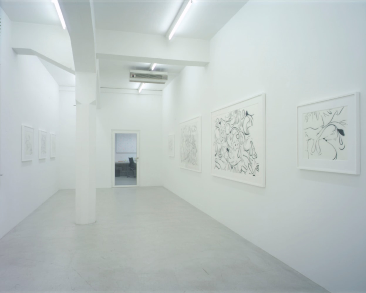 Installation view of Sue Williams painting exhibition