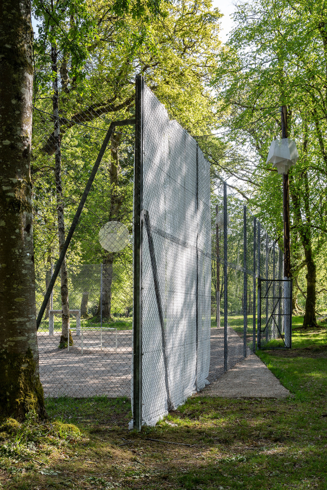 Installation view of outdoor sculpure by Martin Boyce