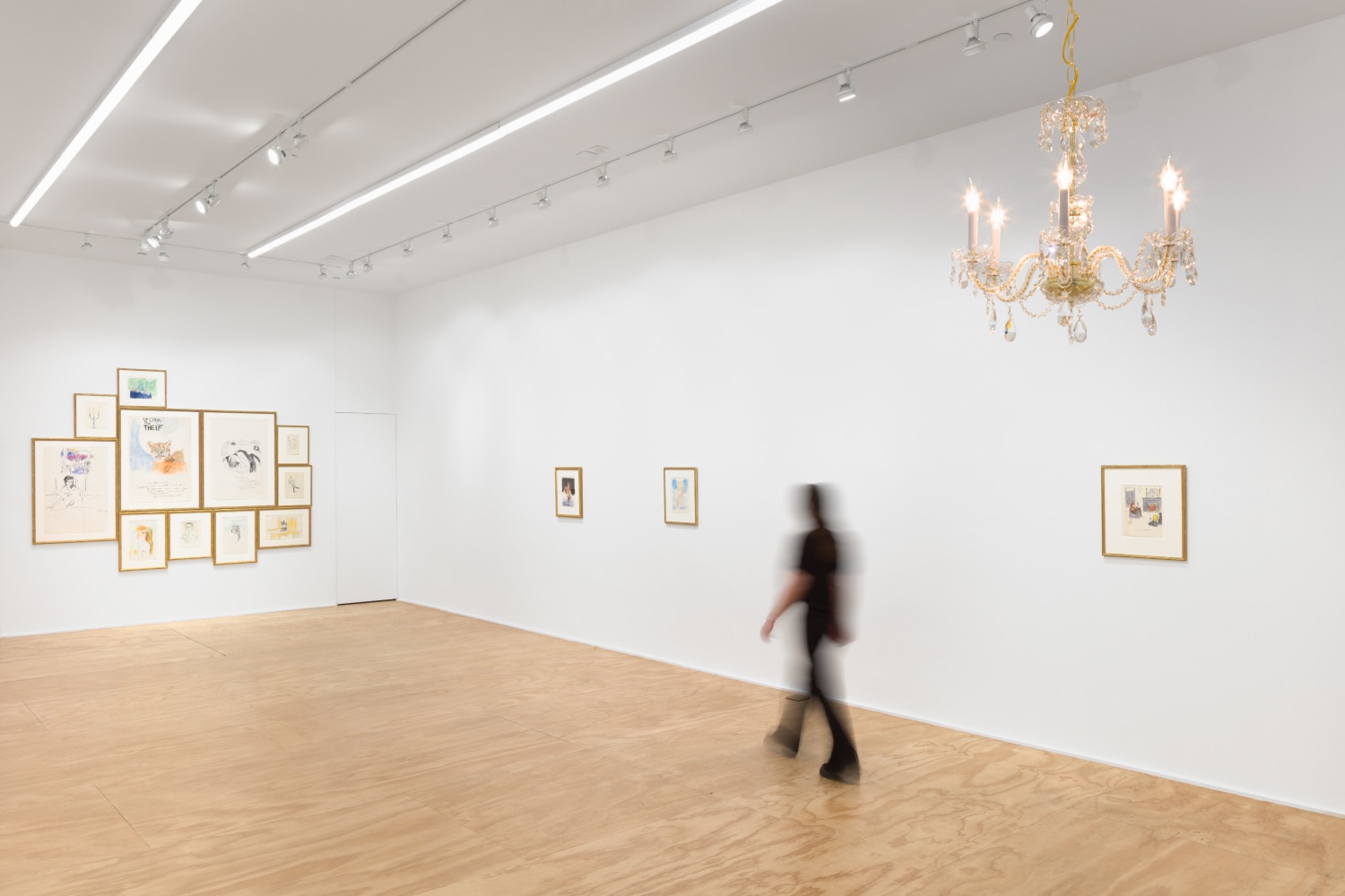 installation views of drawings by Karen Kilimnik