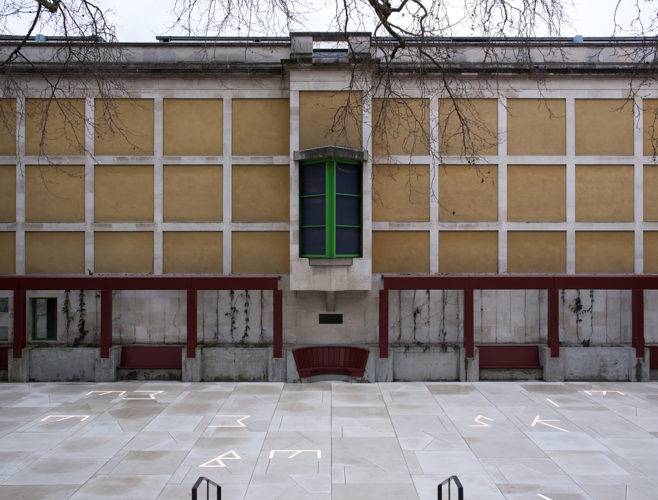 Installation view of outdoor sculpure by Martin Boyce