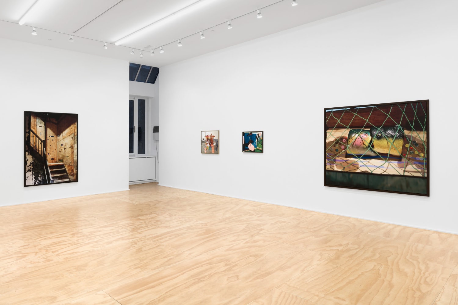 Installation view of Lucas Blalock photography and sculpture exhibition