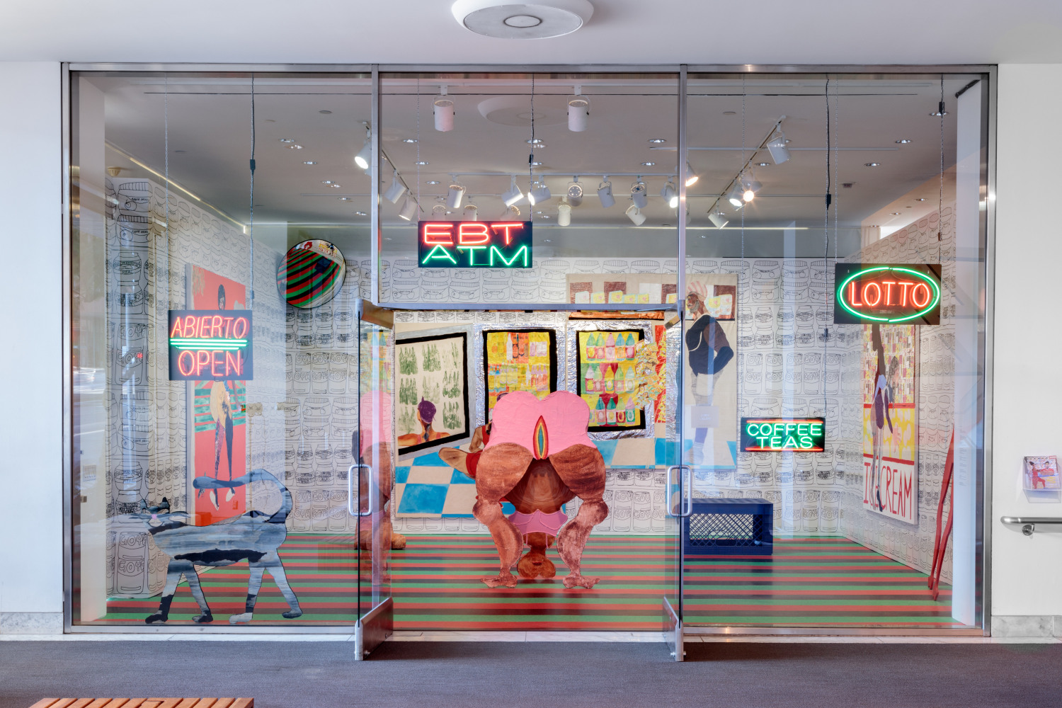 Installation view, Tschabalala Self,&amp;nbsp;Bodega Run, Hammer Museum, 2019