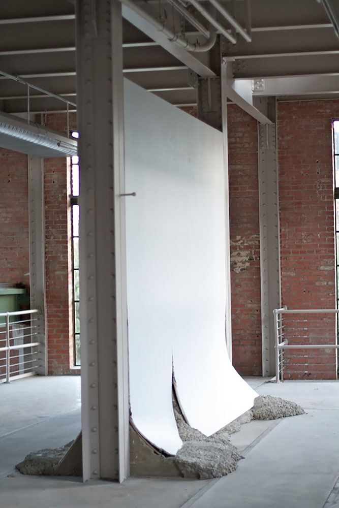 Installation view of sculpture by Oscar Tuazon