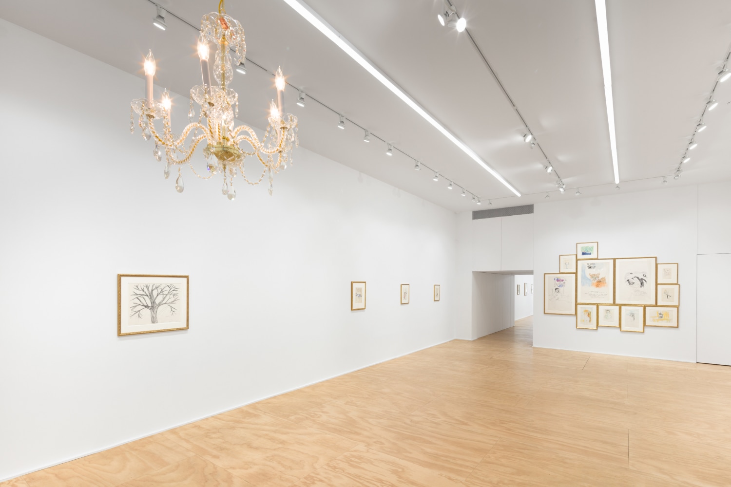 installation views of drawings by Karen Kilimnik