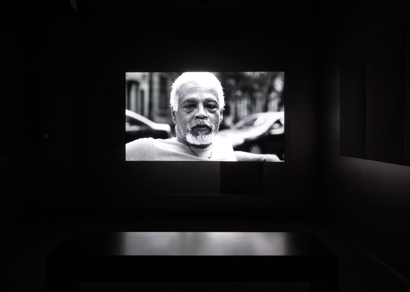 Installation view of film by Adam Pendleton