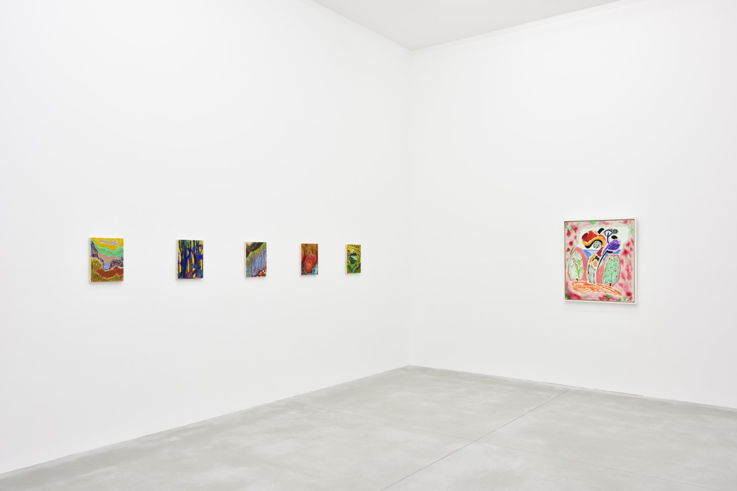 Installation view of Paintings by Shara Hughes