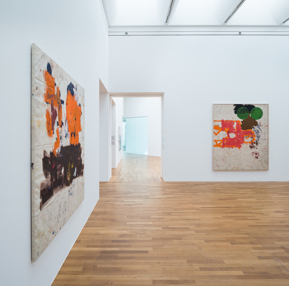 Installation view of paintings by Joe Bradley