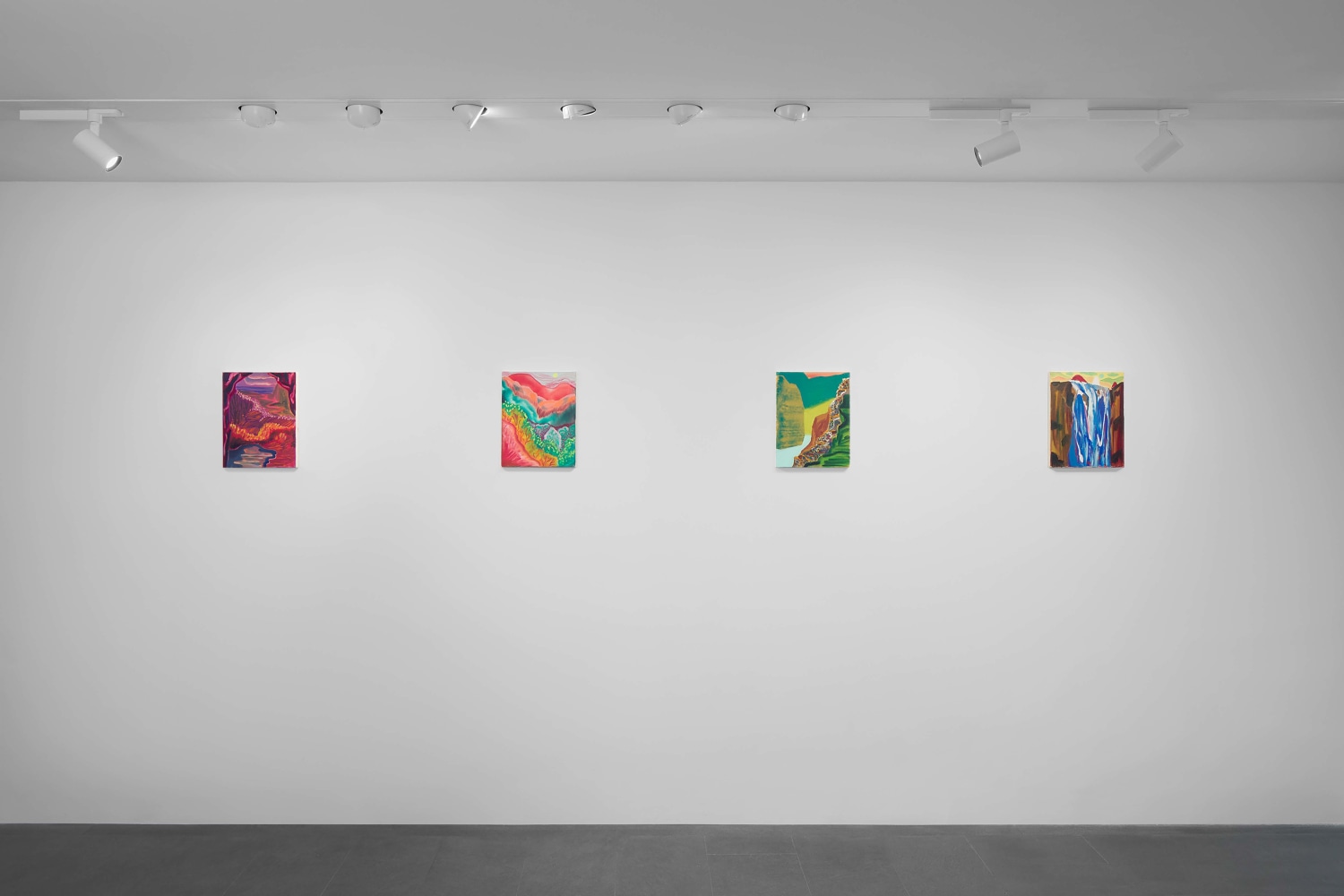 Installation view, Jean-Marie Appriou, Sam Falls, Shara Hughes, Galerie Eva Presenhuber at 75 Faubourg, Paris, 2021