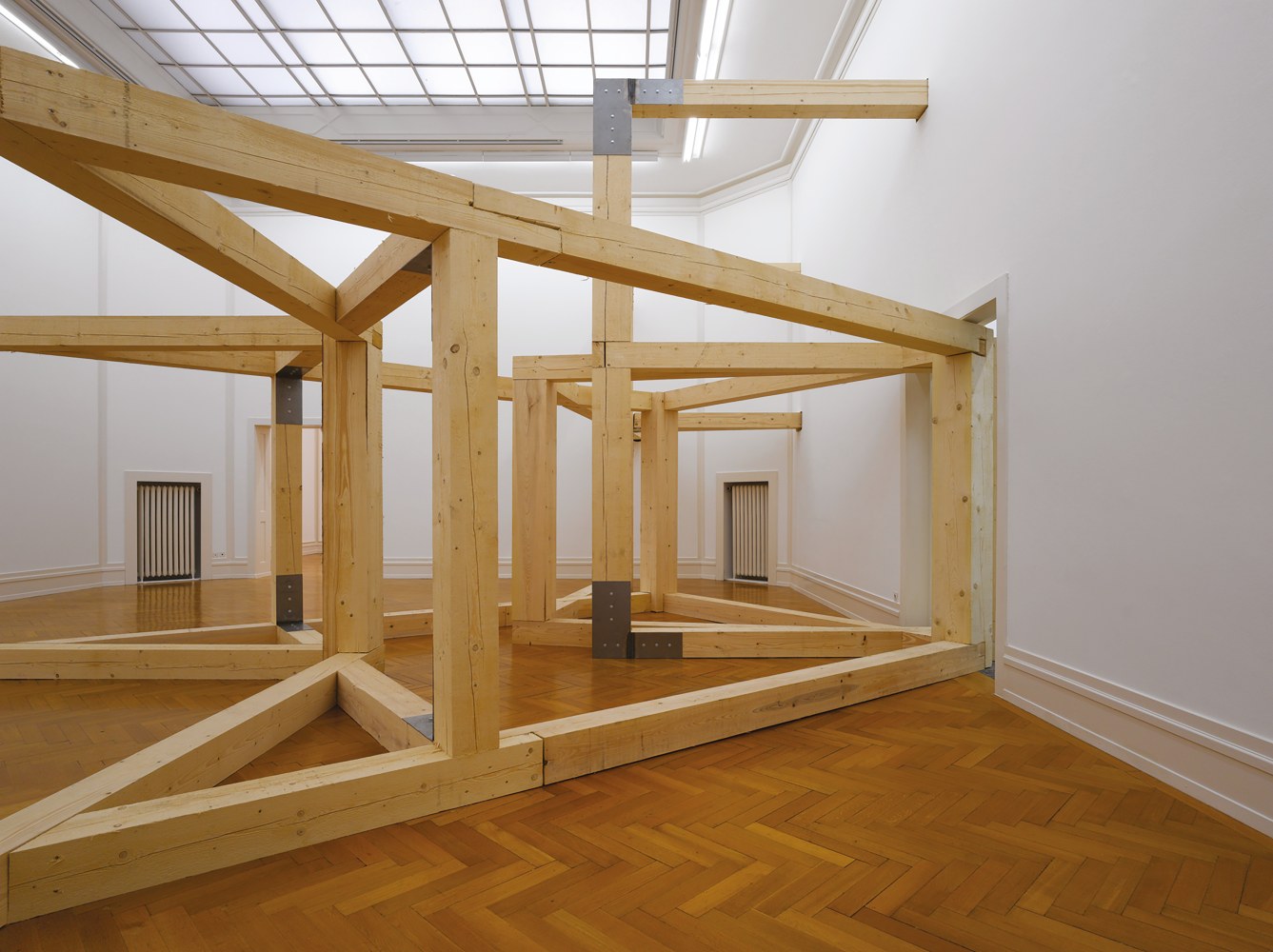 Installation view of sculpture by Oscar Tuazon