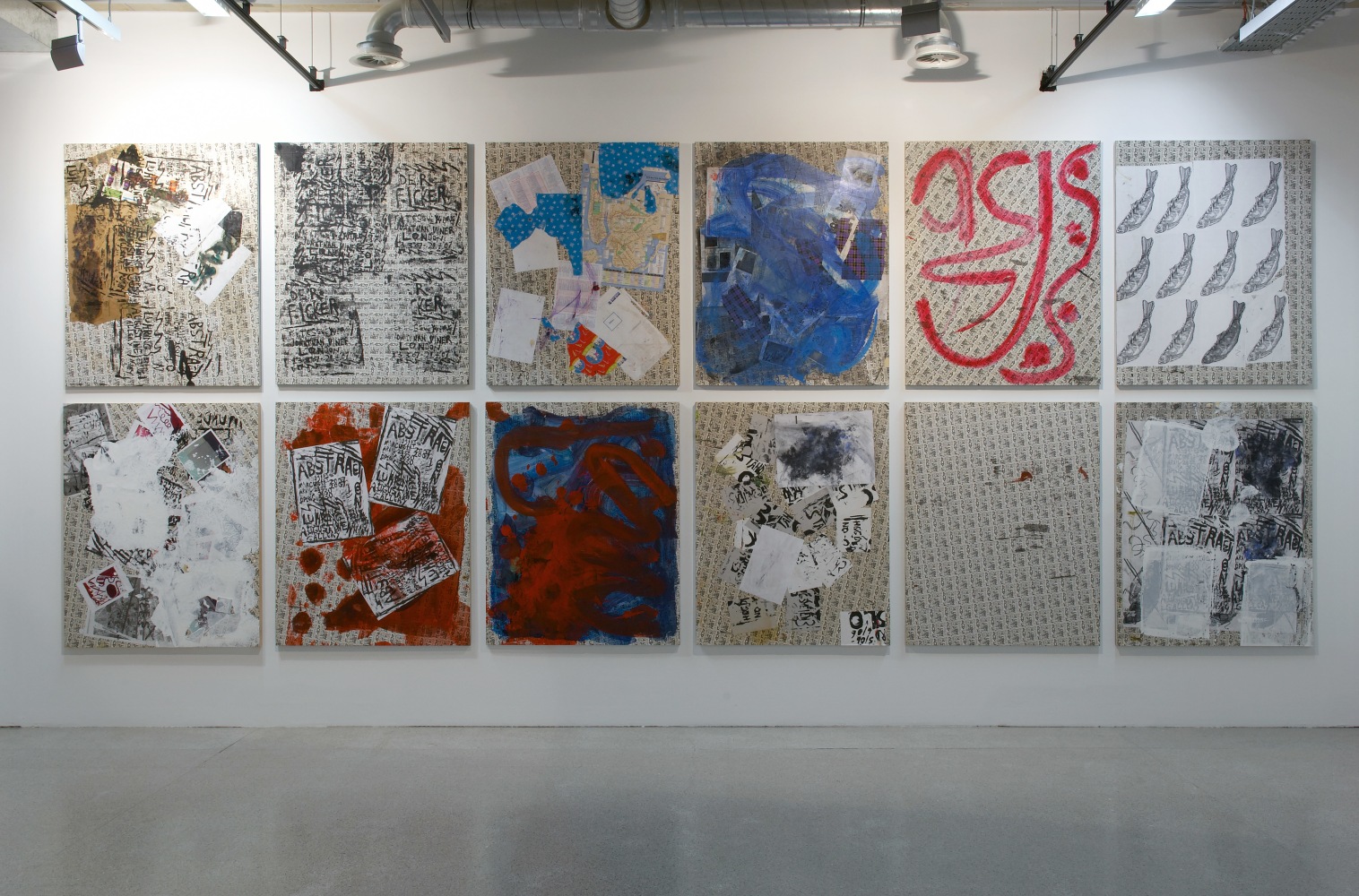 Installation view of paintings by Josh Smith