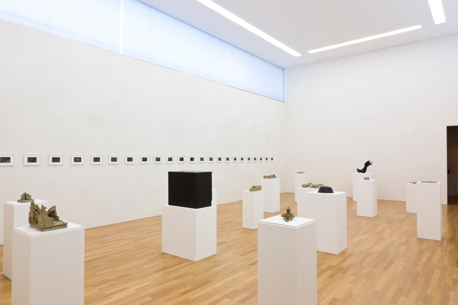 Installation view of sculptures and photographs by Peter Fischli and David Weiss
