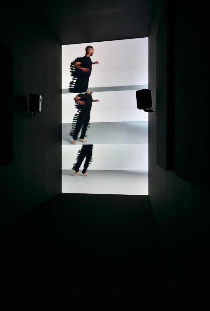 Installation view of video work by Adam Pendleton