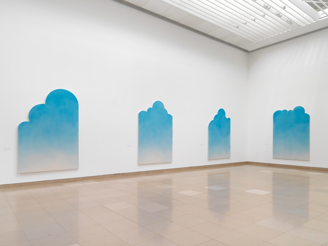 Installation view of paintings by Ugo Rondinone