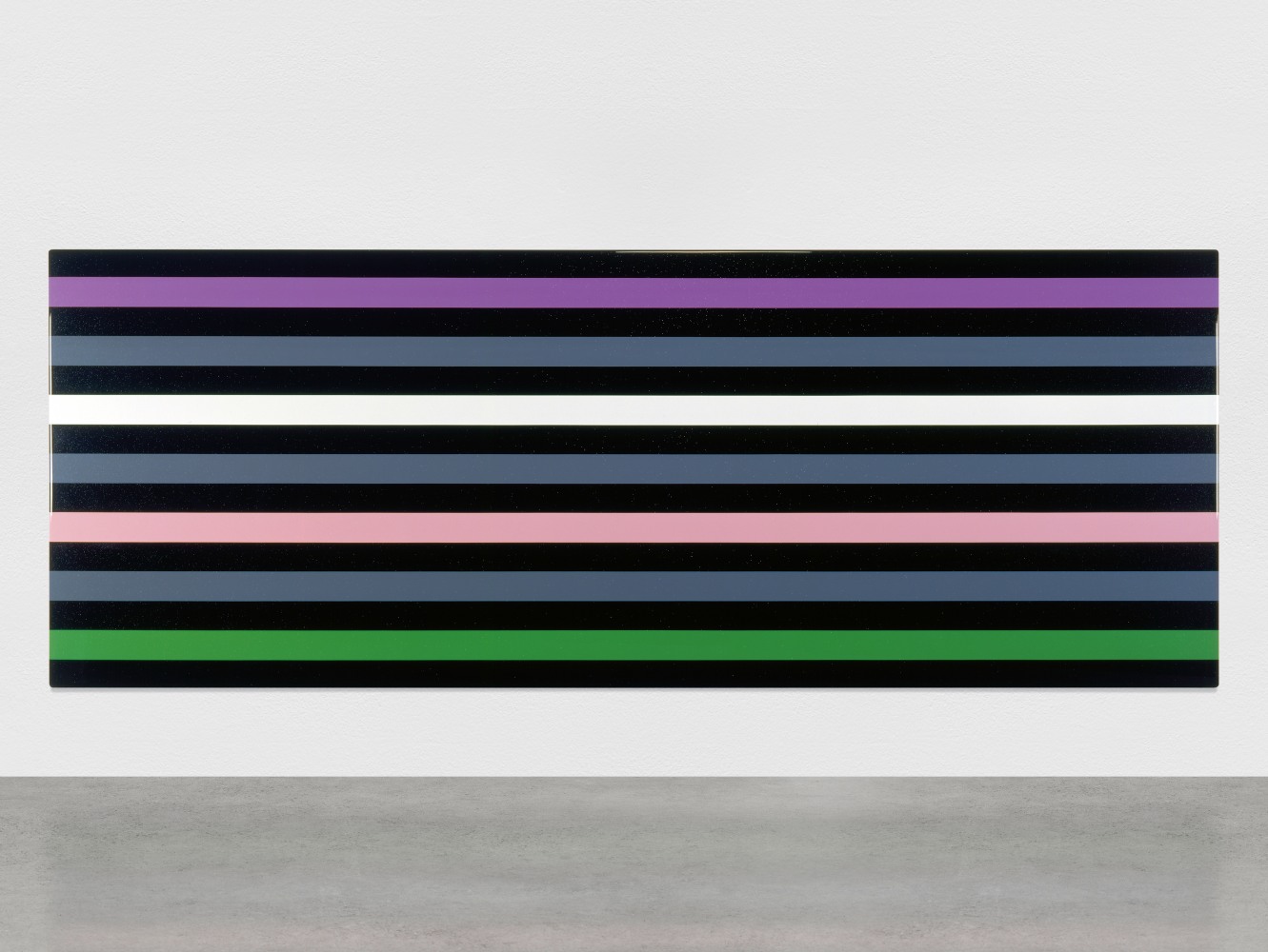 UGO RONDINONE
zweiterjanuarzweitausendundf&amp;uuml;nf
2005
Acrylic and glitter on polyester, silkscreen on plexiglass plaque
150 x 400 x 5 cm / 59 x 157 1/2 x 1 7/8 in
RONDI30730