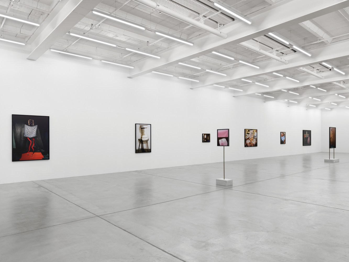 Installation view of Lucas Blalock photography and sculpture exhibition