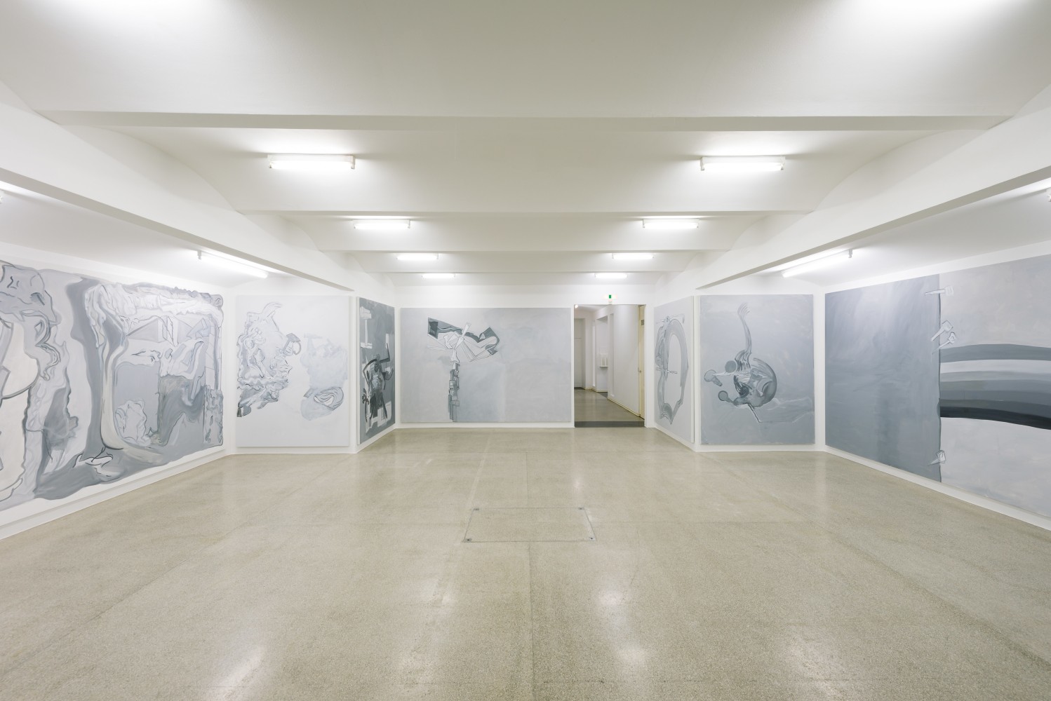Installation view of paintings by Tobias Pils