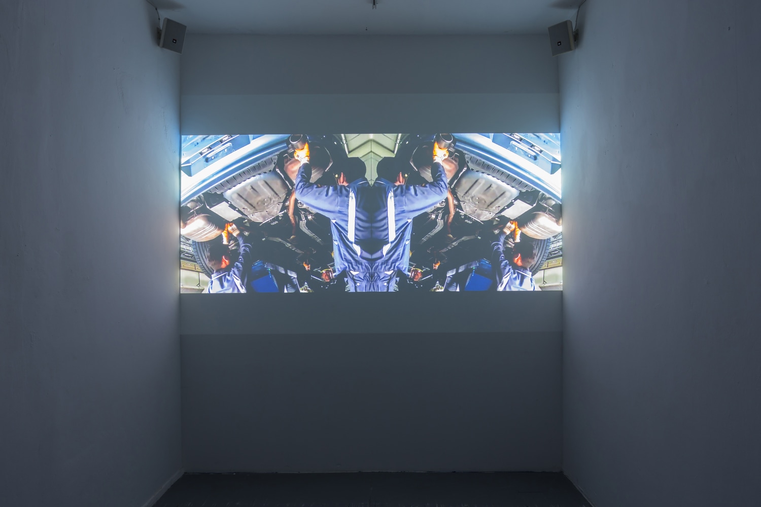 Installation view of sculptures by Liam Gillick