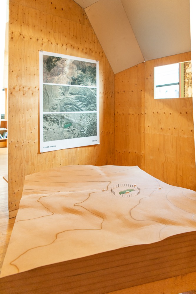 Installation view of living art installation by Oscar Tuazon