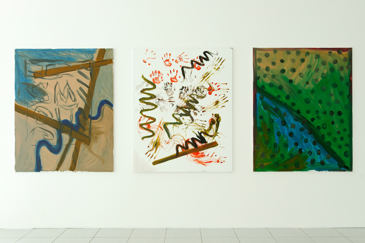 Installation view of paintings by Josh Smith