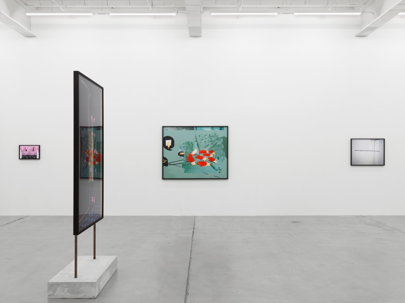Installation view of Lucas Blalock photography and sculpture exhibition