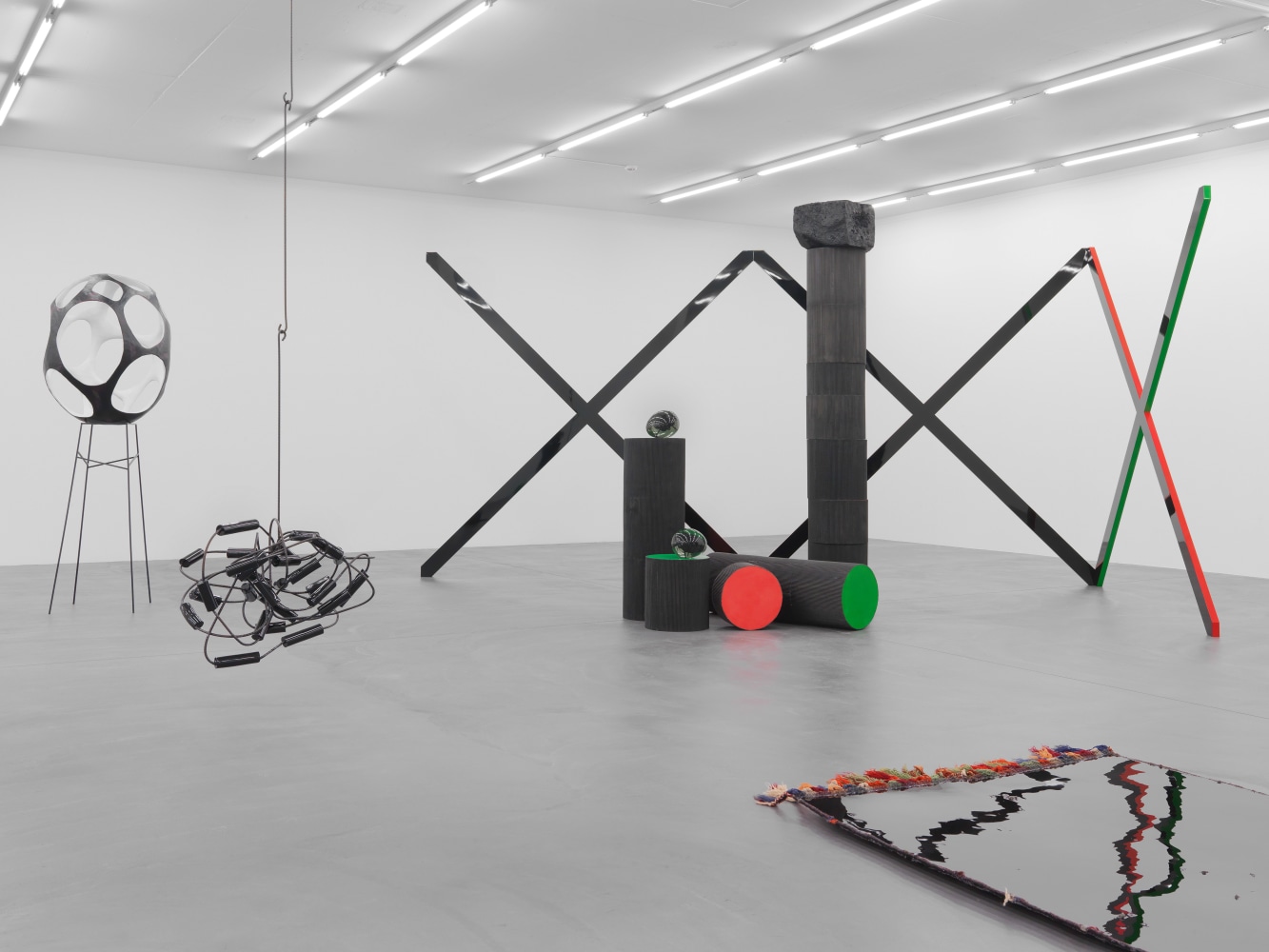 Installation view of sculptures by Eva Rothschild