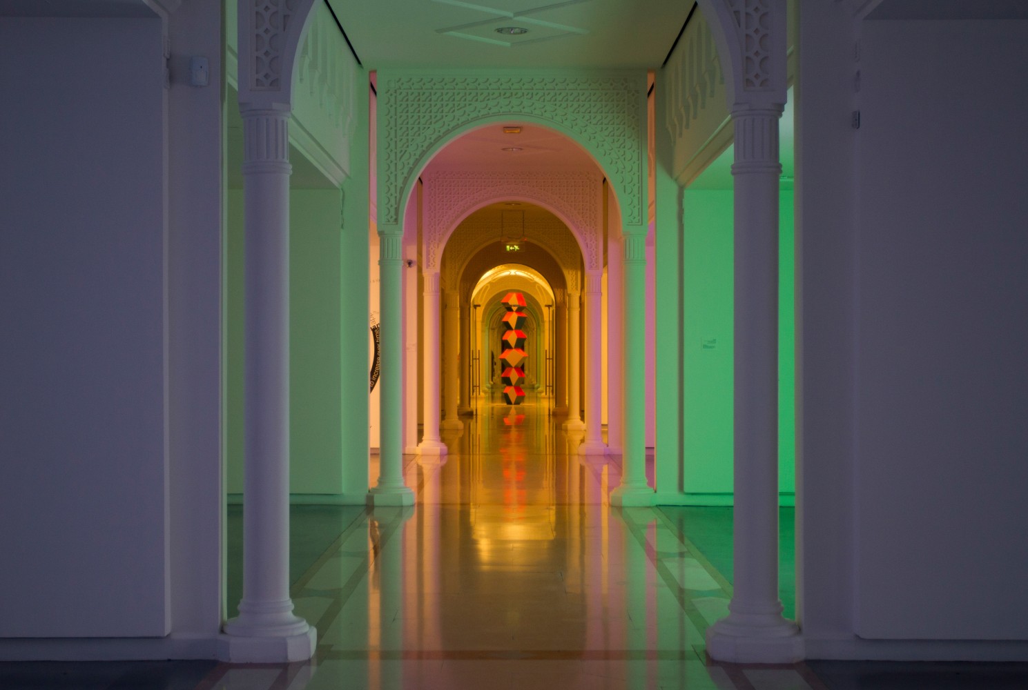 Installation view of sculptures by Angela Bulloch