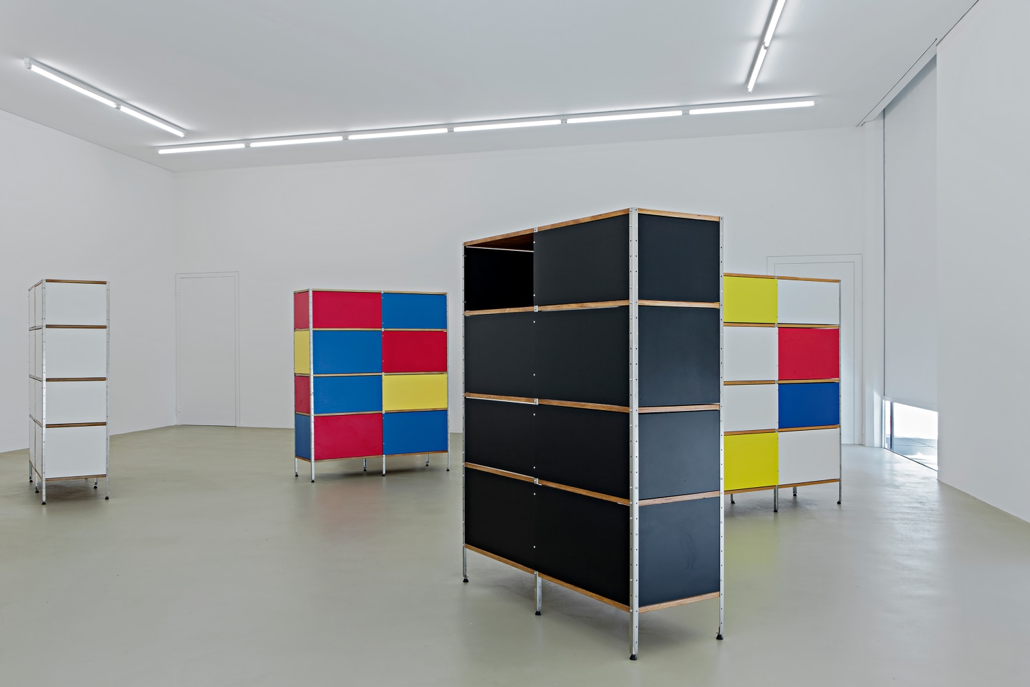 Installation view of sculptures by Martin Boyce