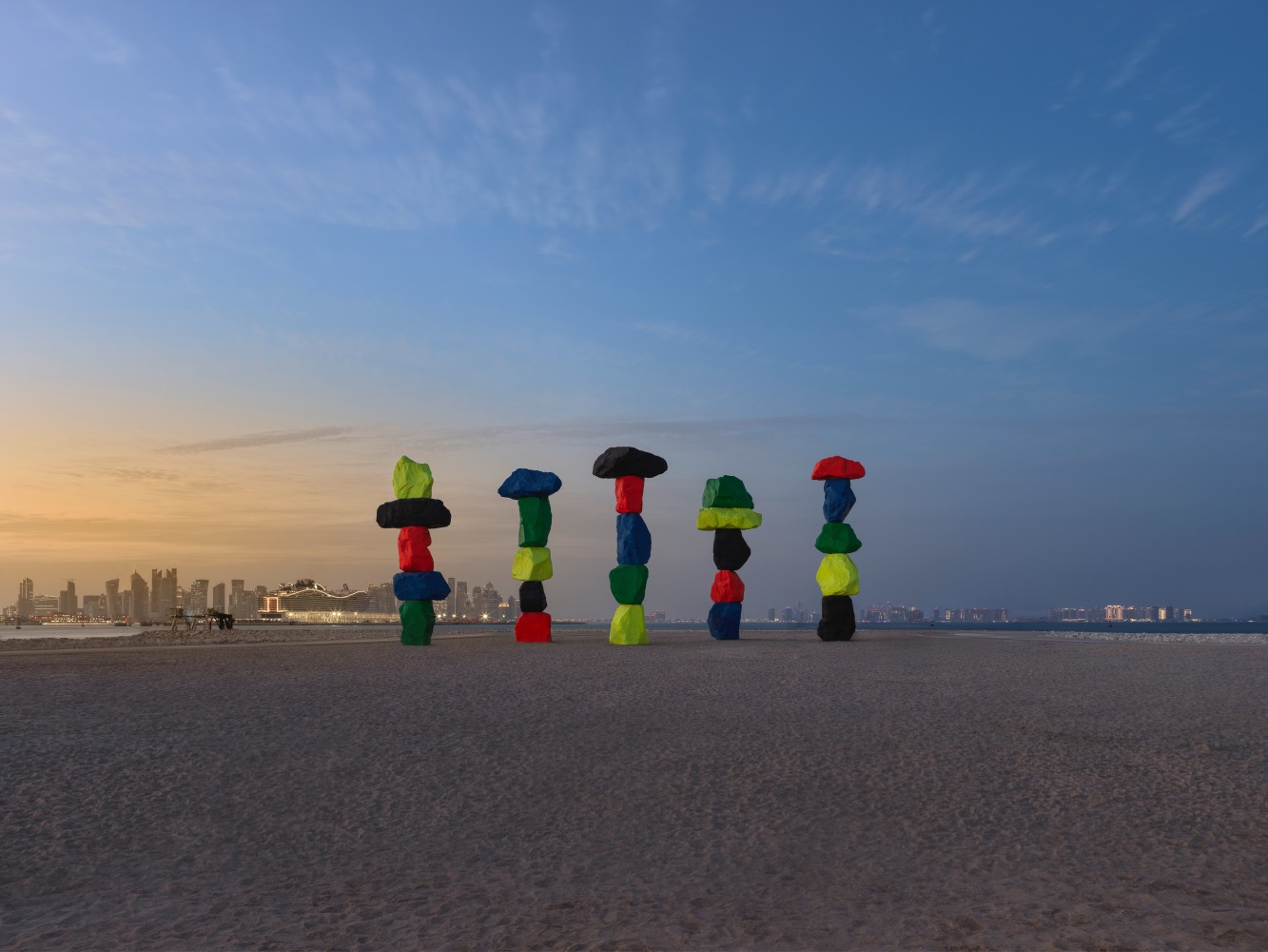 Installation view, Ugo Rondinone, Doha Mountains, Qatar Museum, Doha, Qatar, 2022