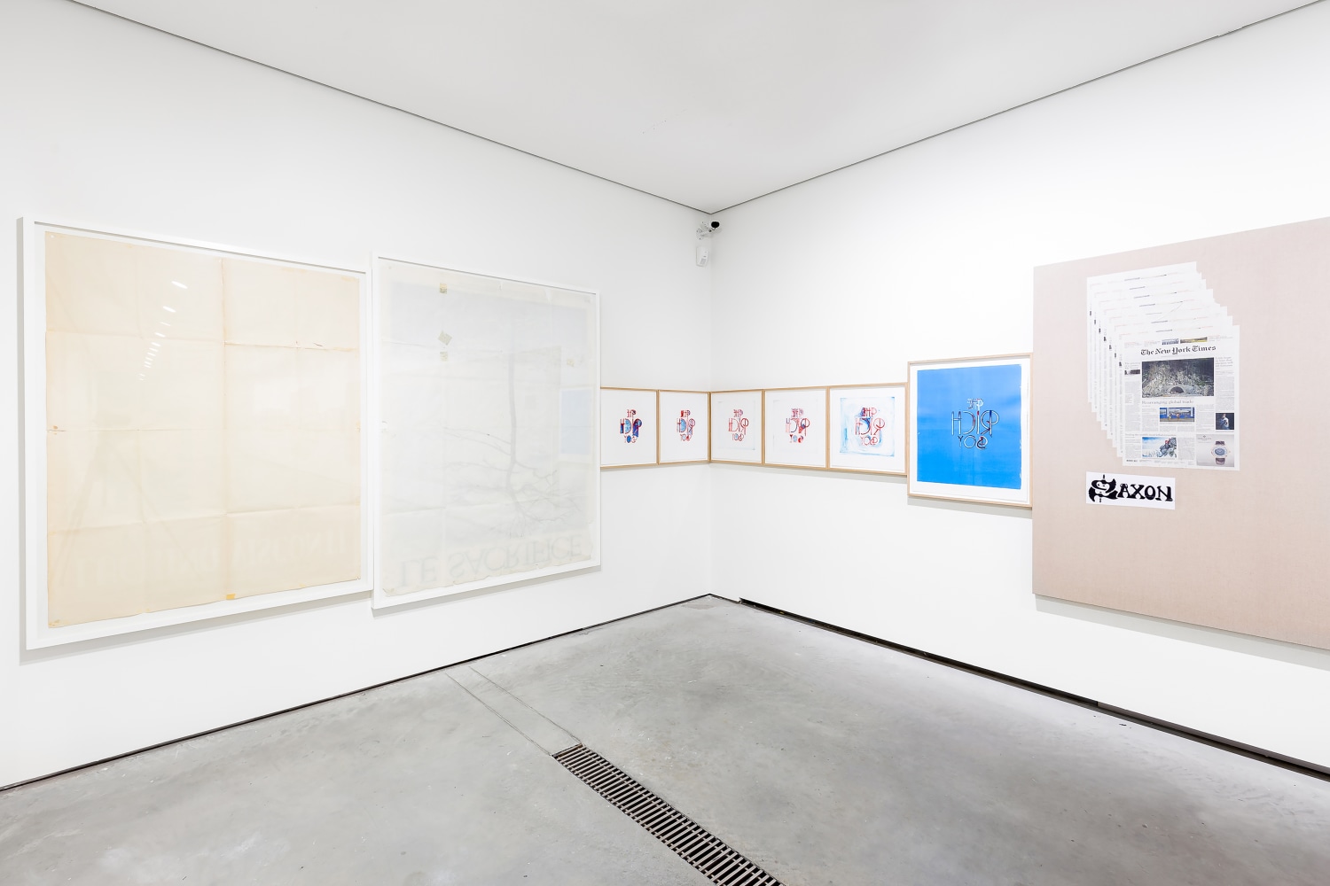 Installation view of sculptures by Matias Faldbakken