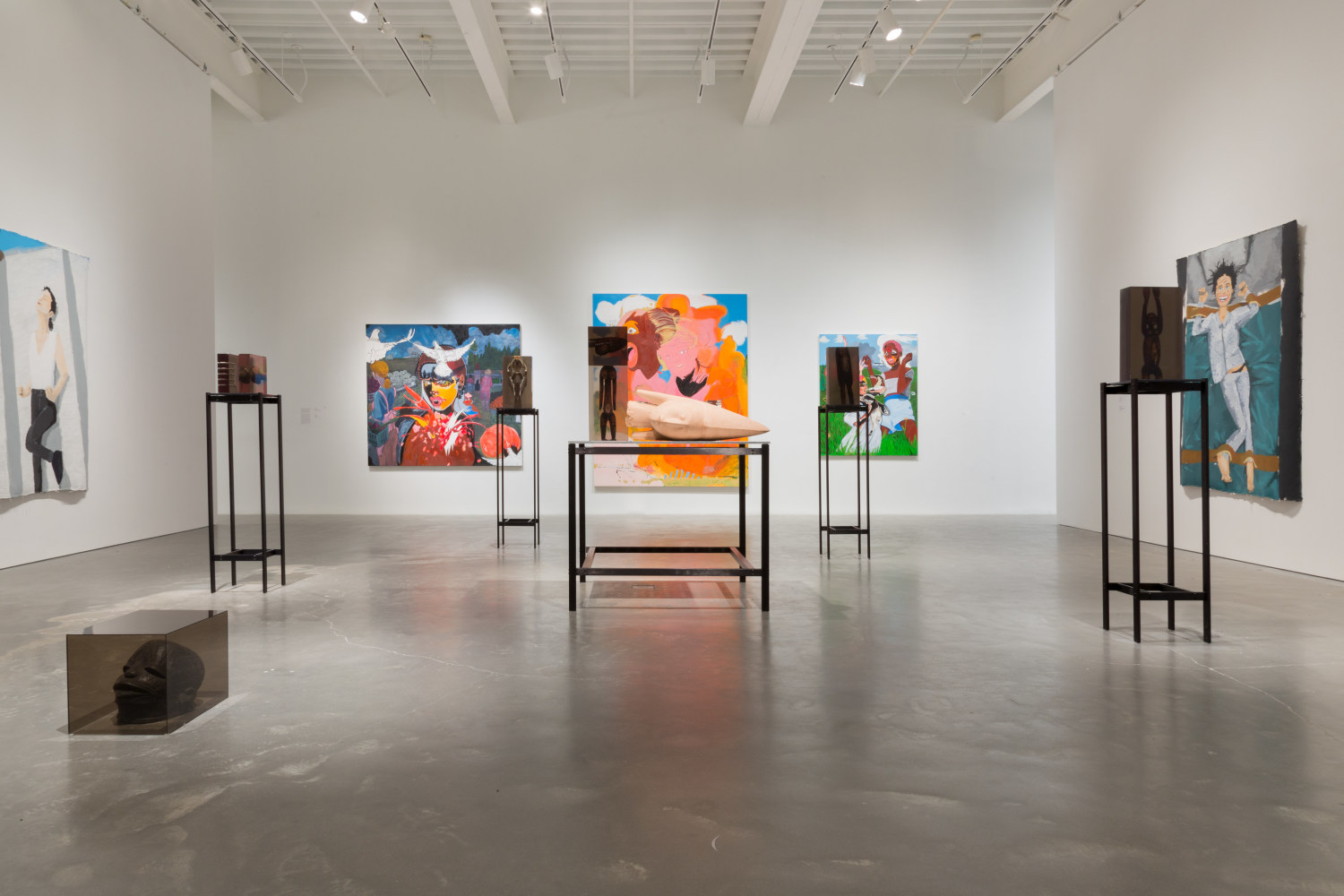 Installation view of sculptures by Matthew Angelo Harrison and works by other artists