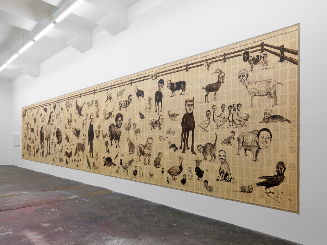 Installation view of Tim Rollins and K.O.S. paintings and text works exhibition