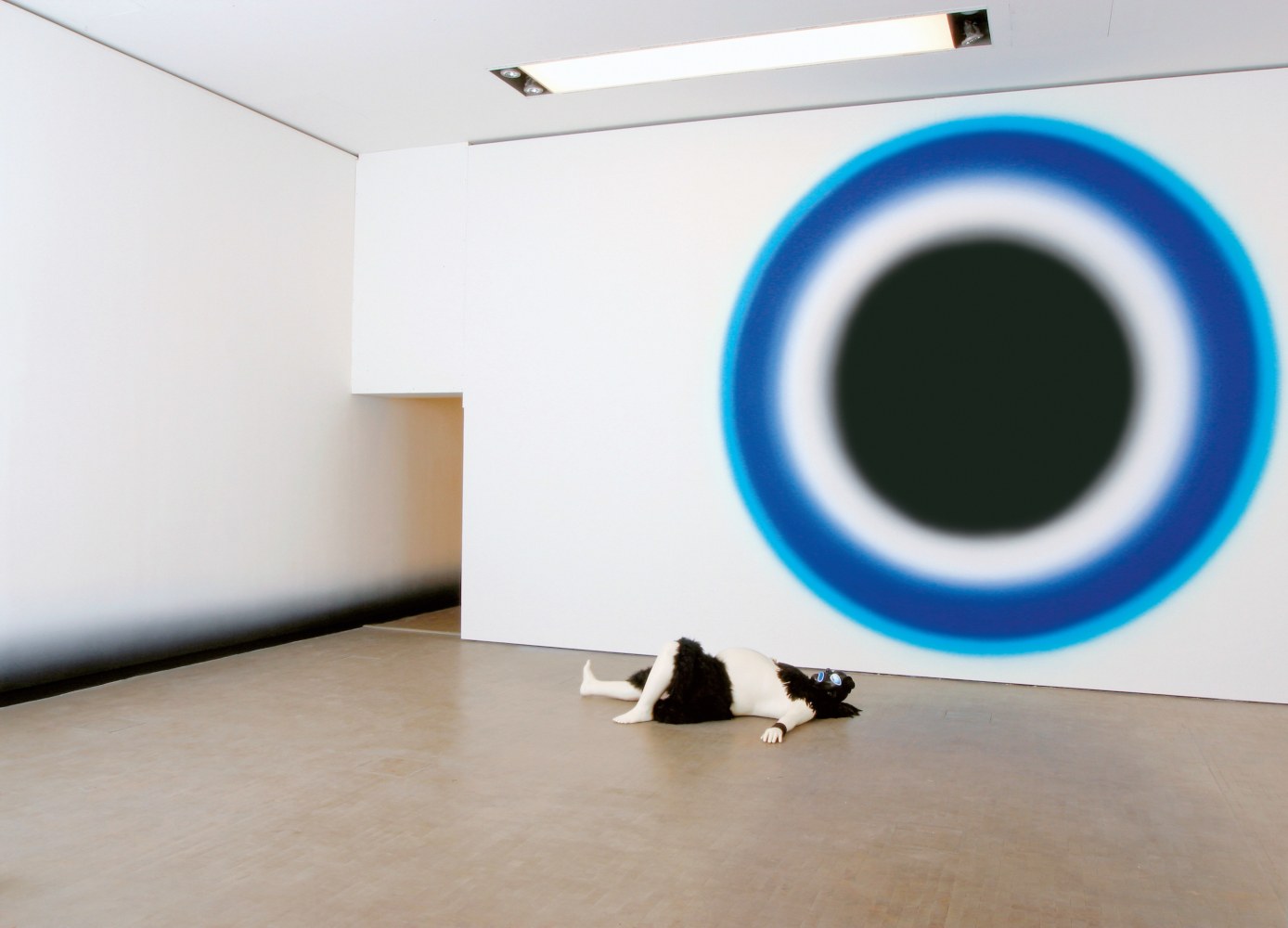 Installation view of sculpture and painting by Ugo Rondinone