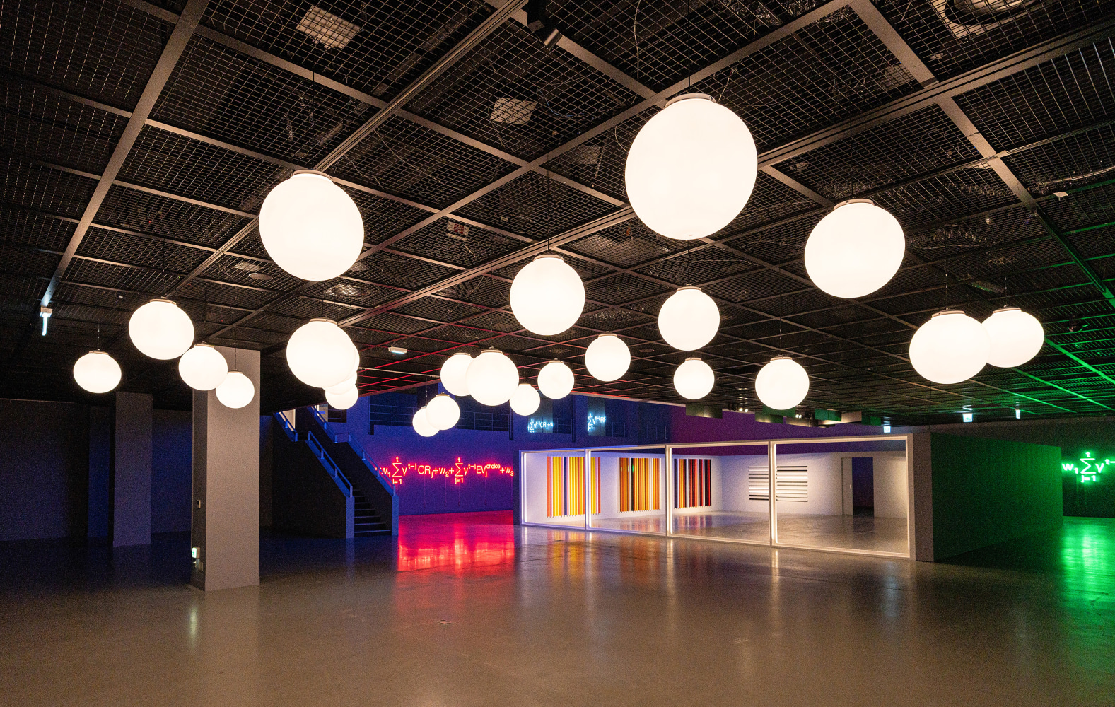 Installation view of sculptures by Liam Gillick