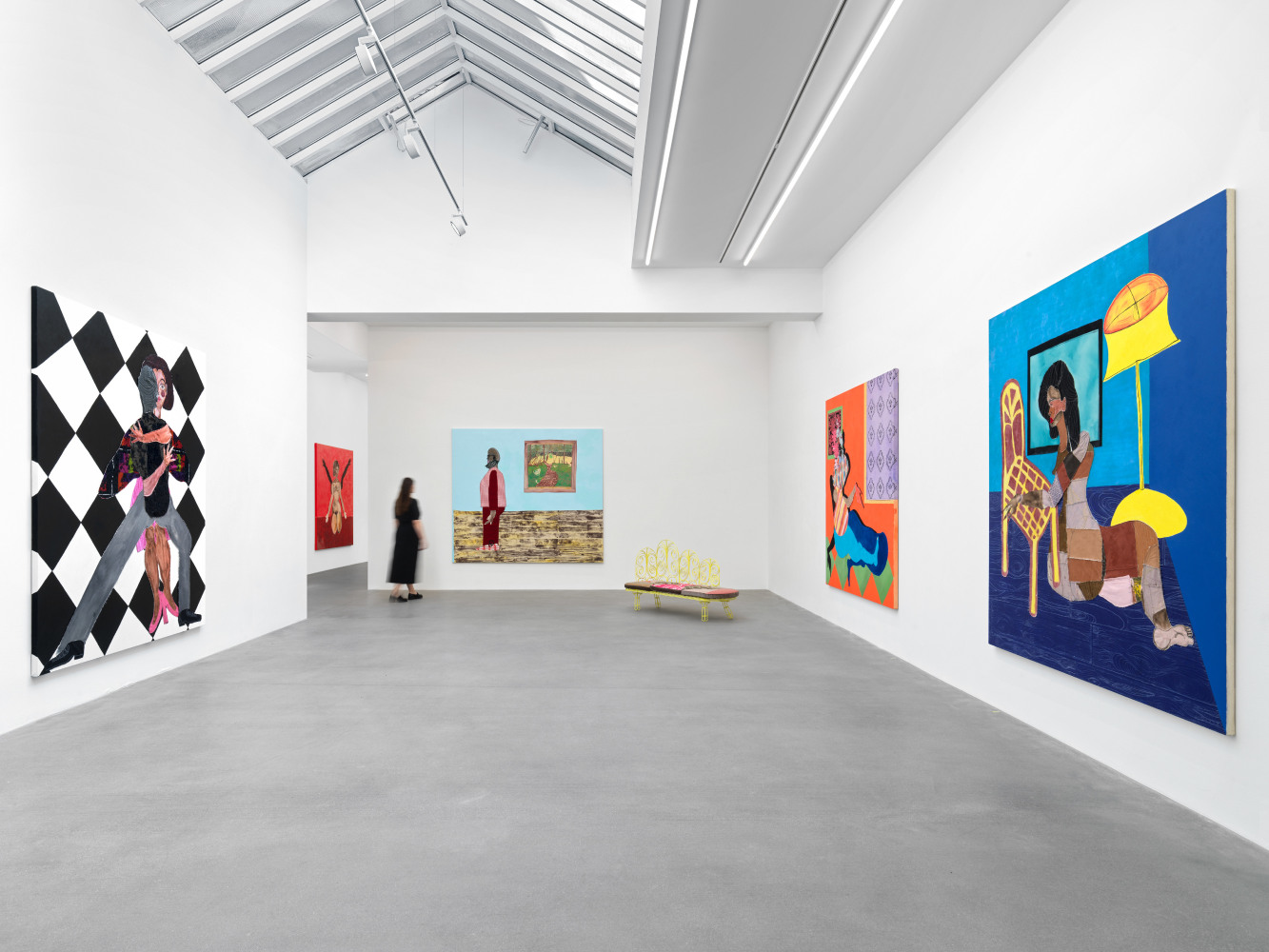 installation views of sculptures and paintings by Tschabalala Self