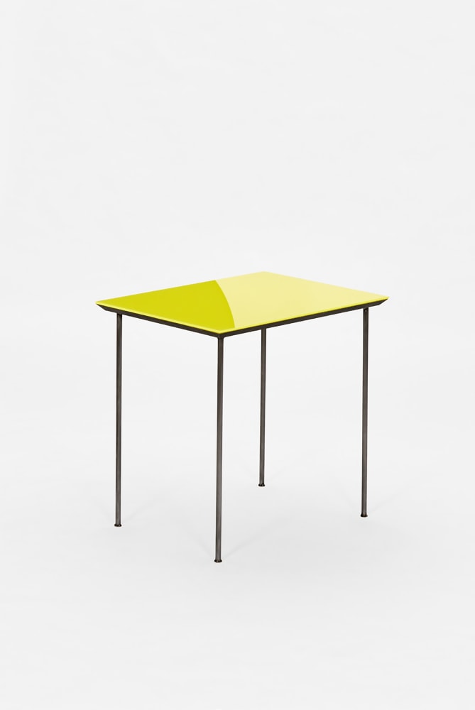 FRANZ WEST

Side table (Beistelltisch)
2004/2023
Steel, wood, glass, lacquer, colored foil
66 x 66.5 x 50 cm / 26 x 26 1/8 x 19 5/8 in
WEST 59593