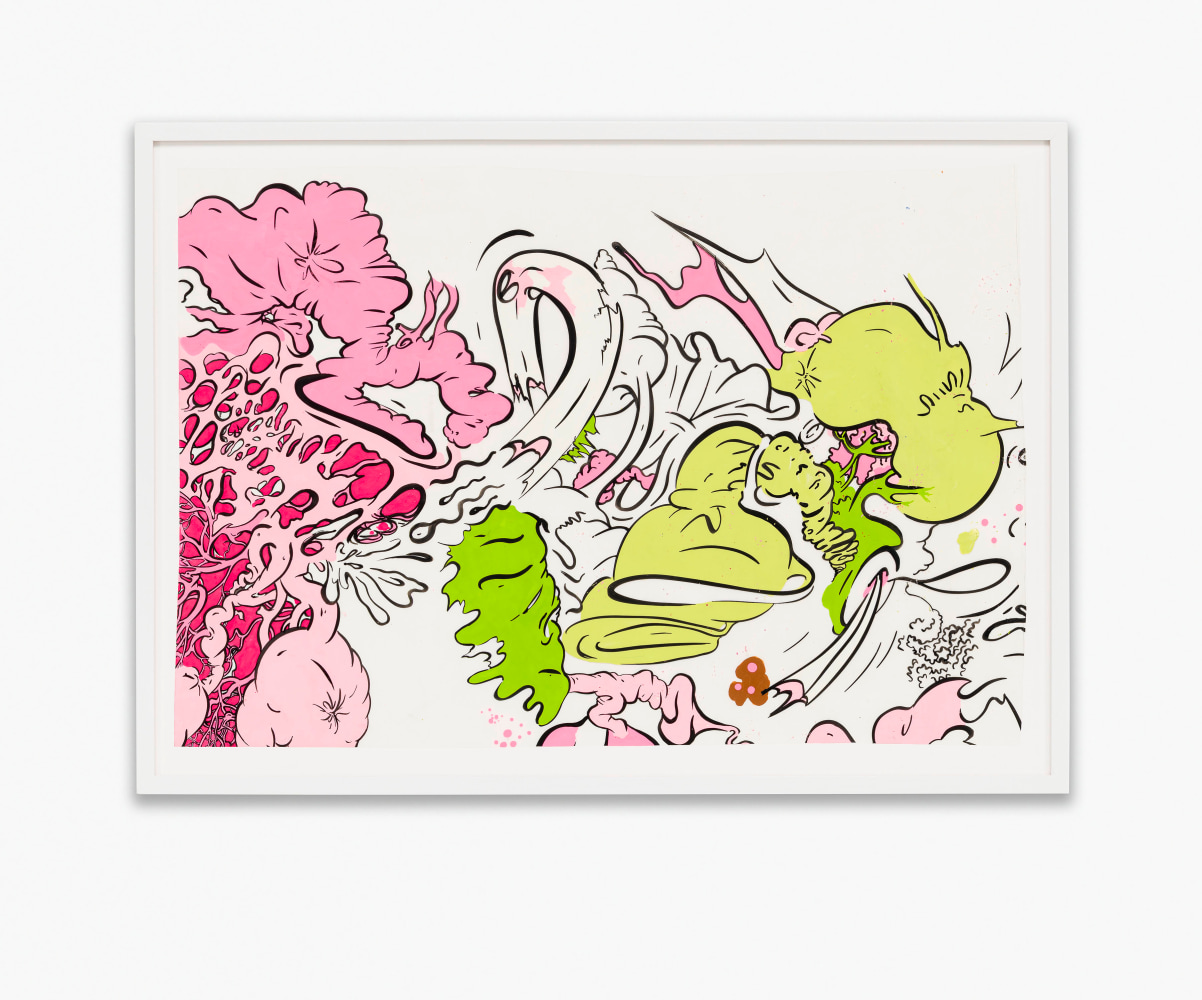 But in Greens and Pinks

2011

Ink, acrylic on vellum

Sheet 37.5 x 55 cm / 14 3/4 x 21 3/4 in

Frame 43.5 x 60.5 x 3.5 cm / 17 1/8 x 23 7/8 x 1 3/8 in

&amp;copy; Sue Williams