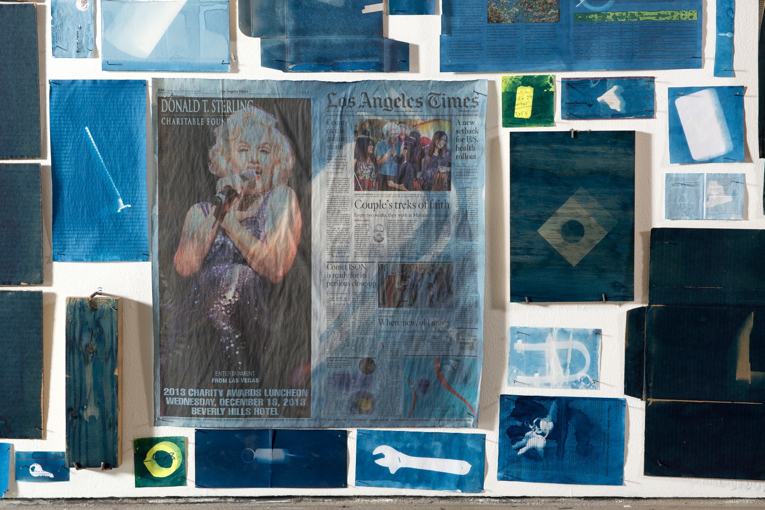 Installation view of a wall work by Walead Beshty