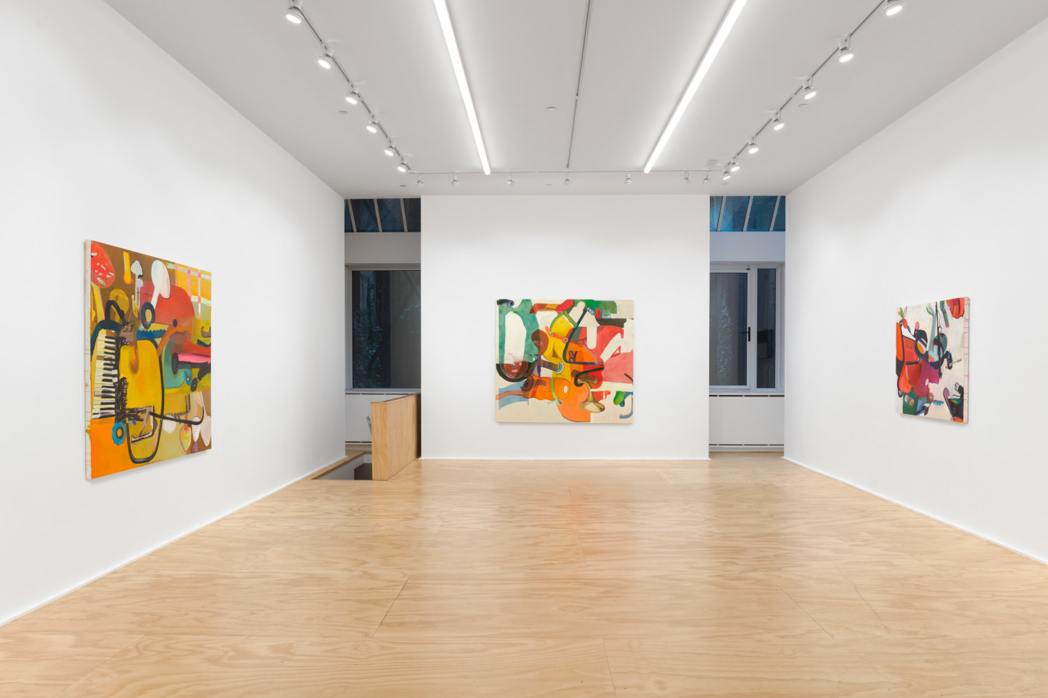 Installation view of Alex Hubbard paintings and film installation exhibition