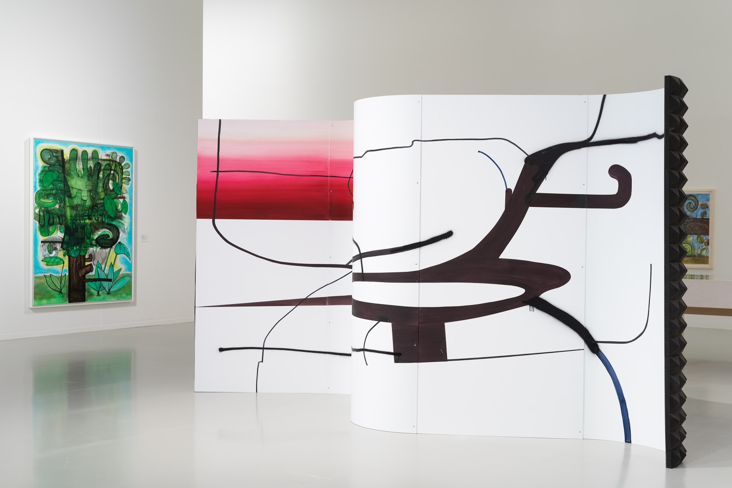 Installation view of paintings by Albert Oehlen and Carroll Dunham