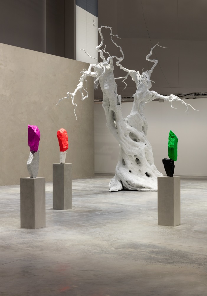 Installation view of sculptures by Ugo Rondinone
