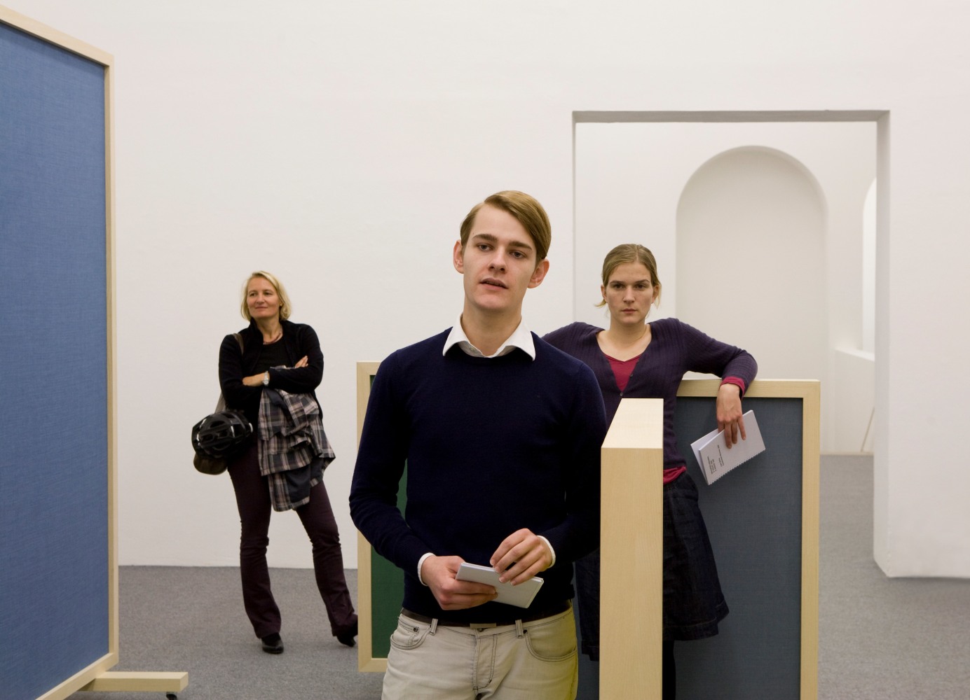 Installation view of sculptures by Liam Gillick