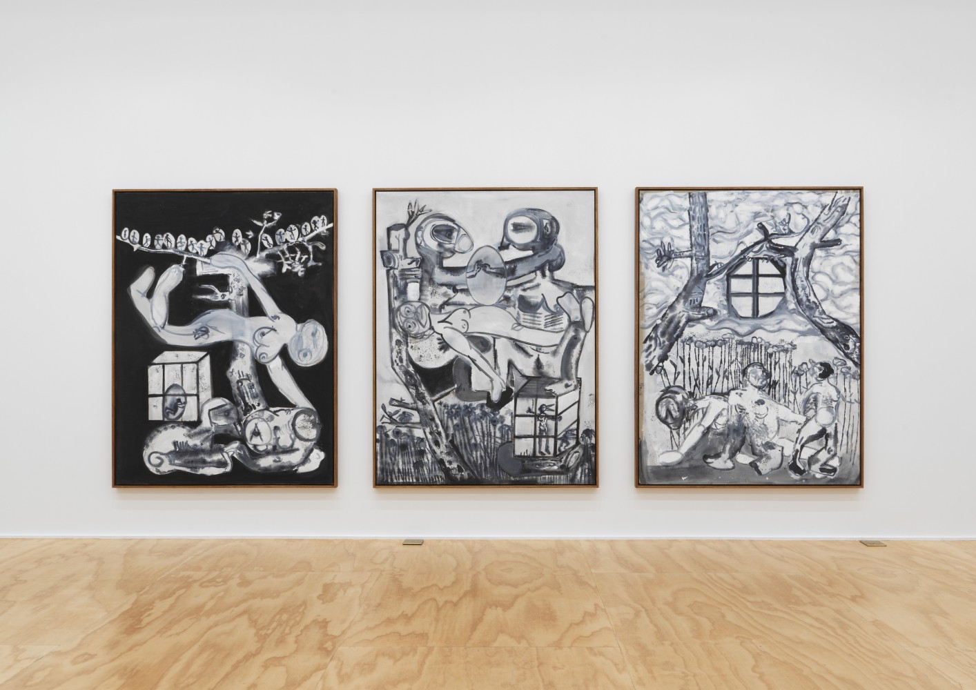 Installation view of Tobias Pils paintings and ink works on paper exhibition