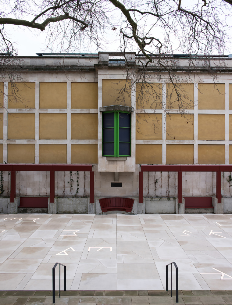 Installation view of outdoor sculpure by Martin Boyce