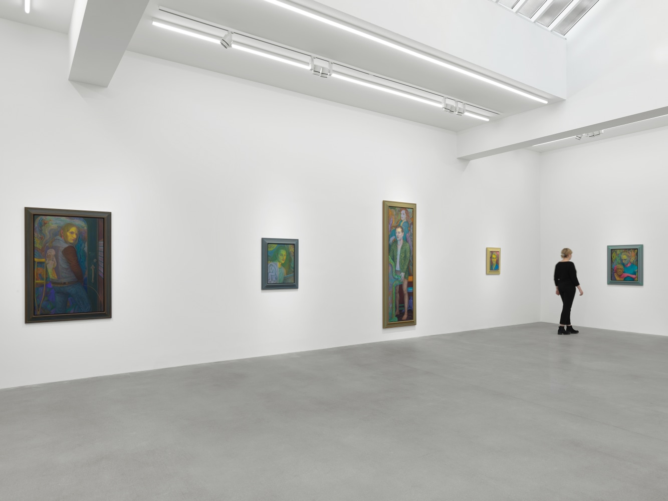 Installation view of paintings by Steven Shearer