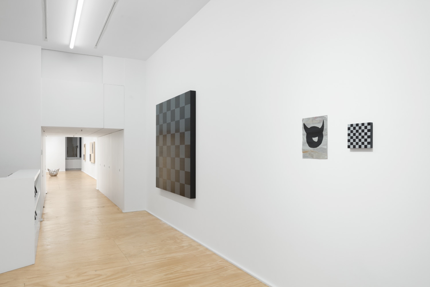 Installation view of sculptures and wall works by Sarah Ortmeyer