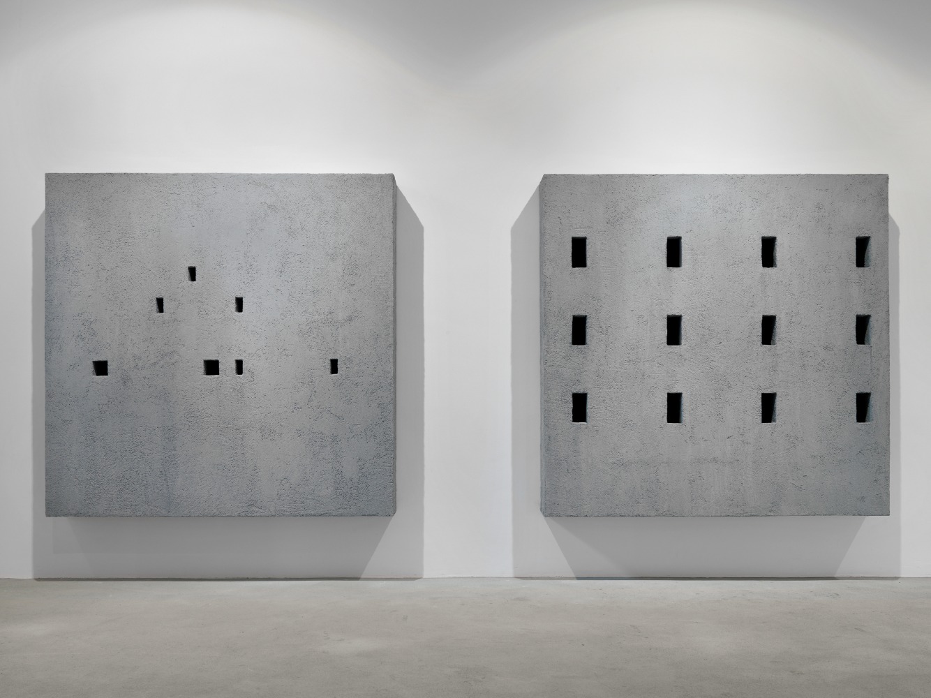 Installation view of wall works by Valentin Carron