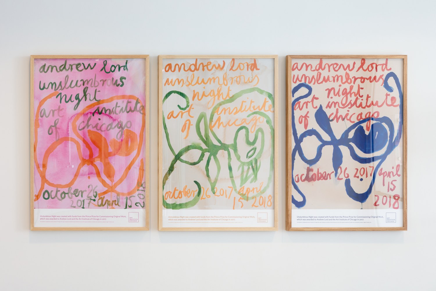 Installation view of drawings by Andrew Lord